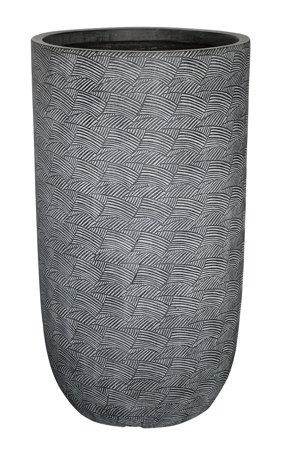 Garden Party Layered Geometric Texture Large Planter - Dark Grey