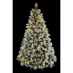 Tuomaan 6ft Decorated Flocked Pine Pre-Lit LED Christmas Tree - Warm White/Multi-Colour