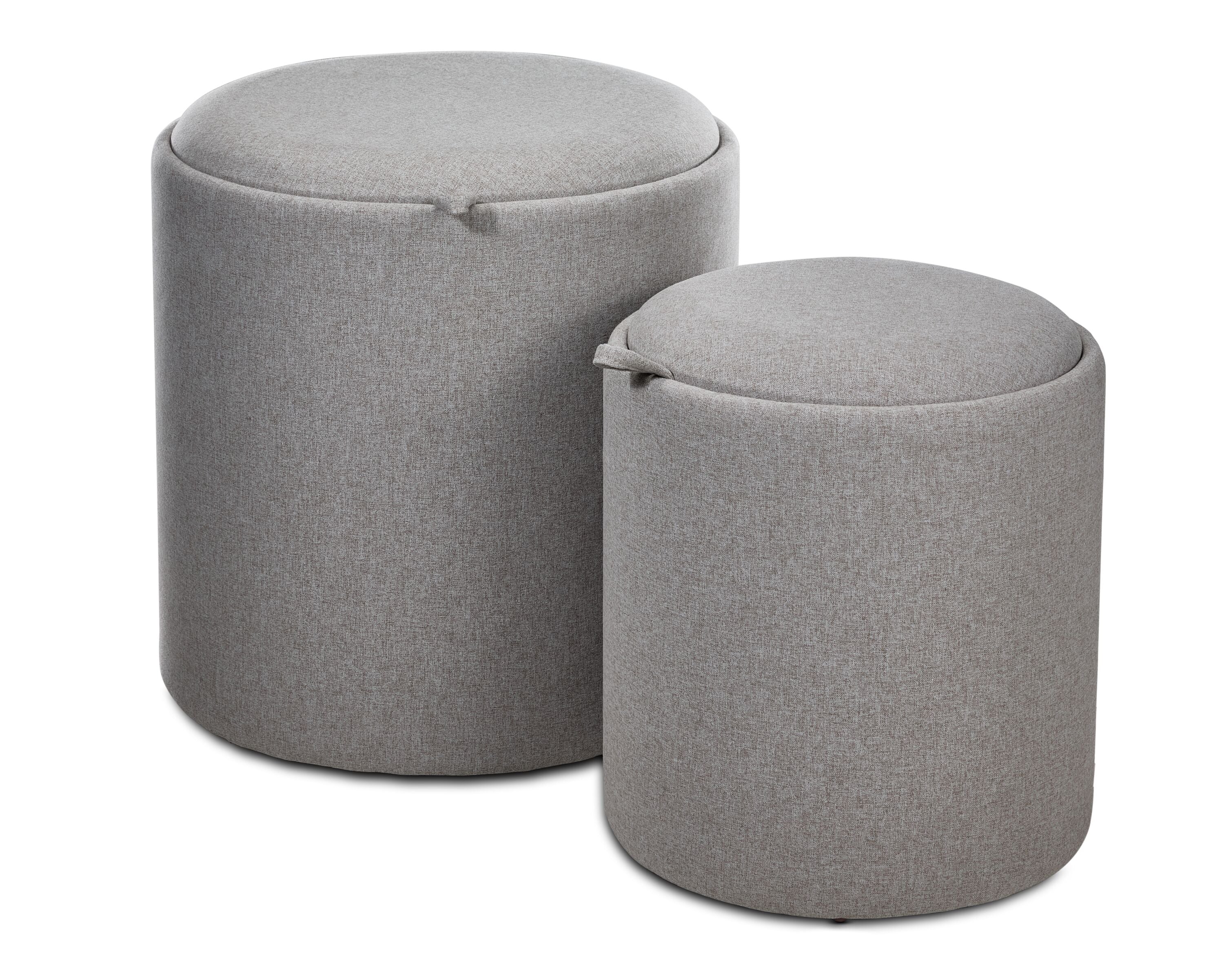 Kovel Set of 2 Ottomans - Dark Grey