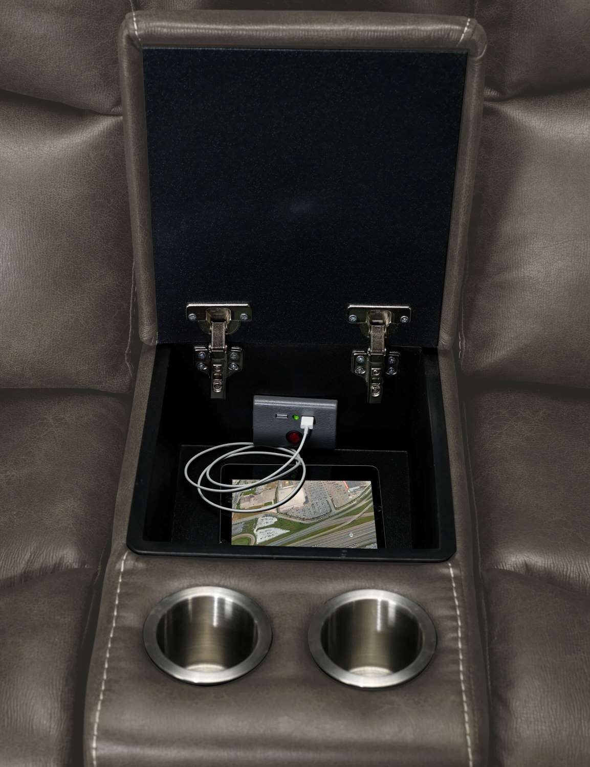 Wesley Dual Power Reclining Loveseat with Console - Granite