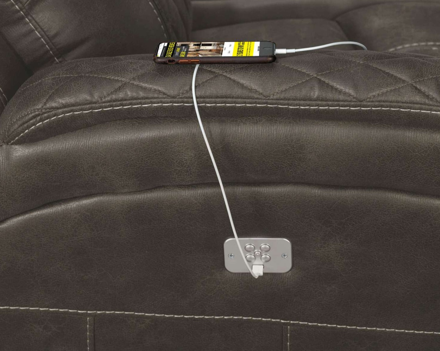 Wesley Dual Power Reclining Sofa - Granite