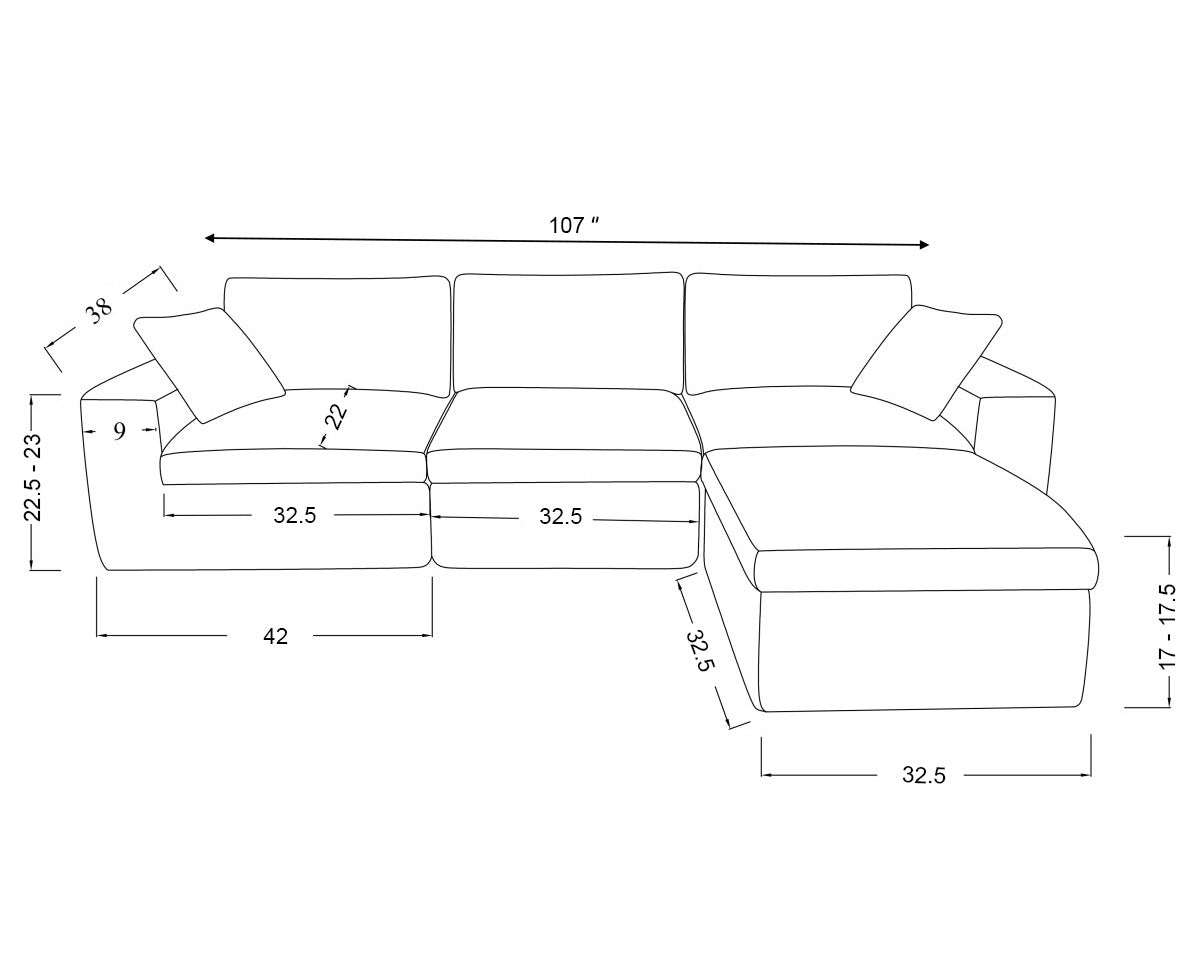 Jade All Foam Sectional - Brown