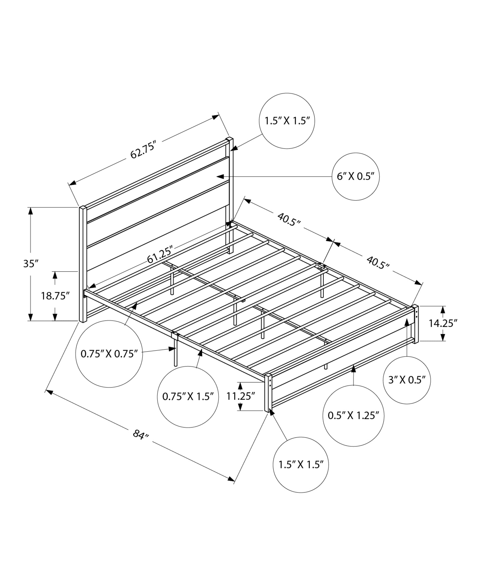 Zyro Queen Bed - Grey/Black