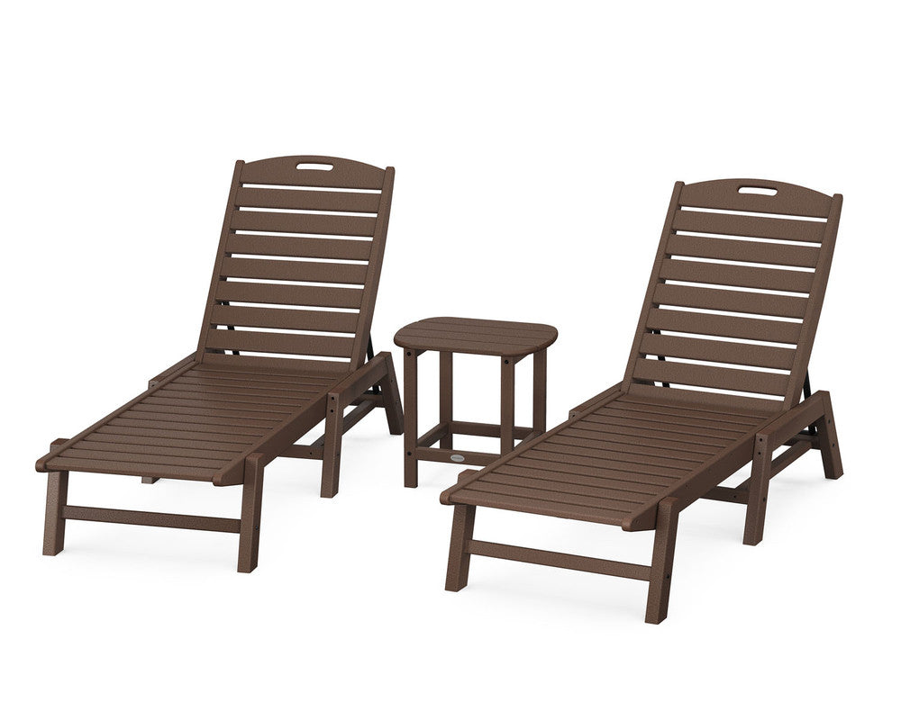 POLYWOOD® Nautical 3Piece Chaise Lounge Set with South Beach 18" Side
