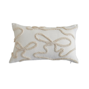 En pleine floraison Coussin décoratif 12po x 20po touffeté – ivoire