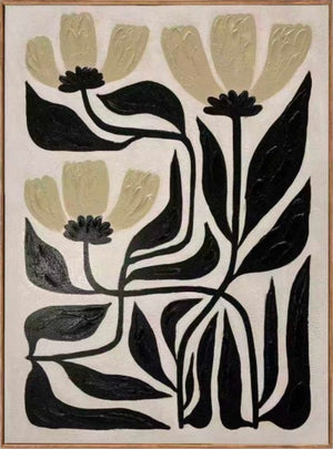 En pleine floraison Tableau style botanique – ivoire, noir