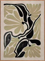 In Full Bloom Stylized Floral and Leaf Wall Art - Ivory, Black
