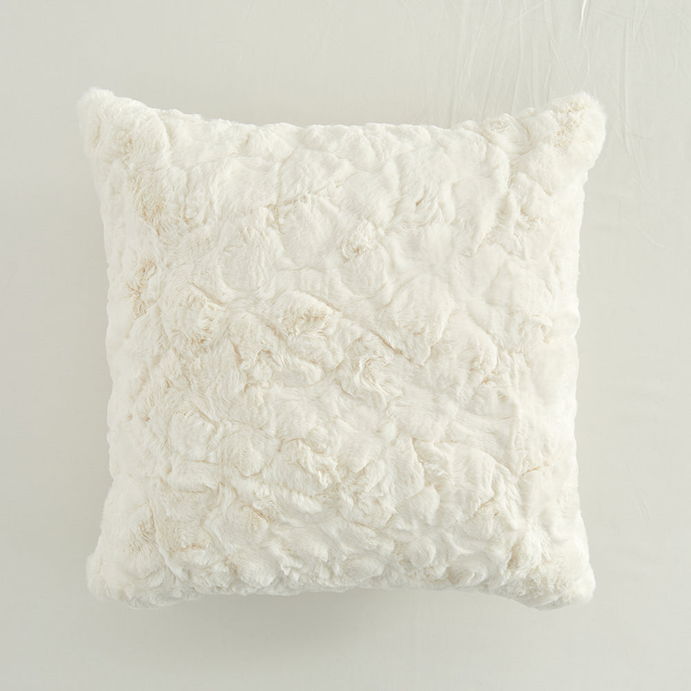 In Harmony 18 x 18" Faux Fur Cushion - White