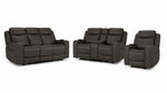 Jackson Leather Power Reclining Sofa, Loveseat and Recliner Set - Anthracite with plush headrests, wide arms and power controls
