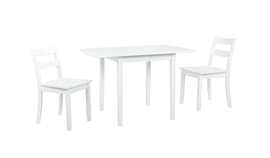 Florian 3-Piece Square Drop Leaf Dining Set - White