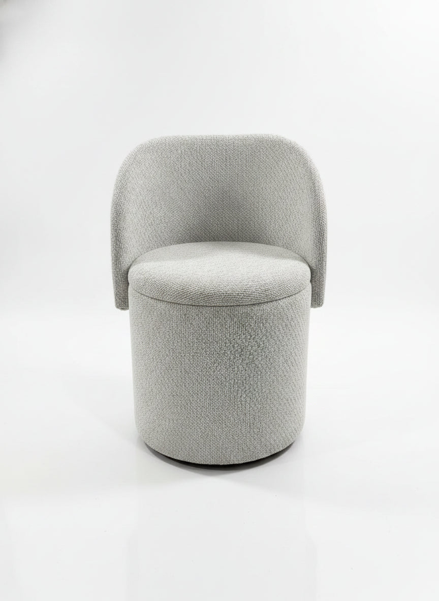 Julien Storage Ottoman Chair with Swivel Base - Mushroom Beige