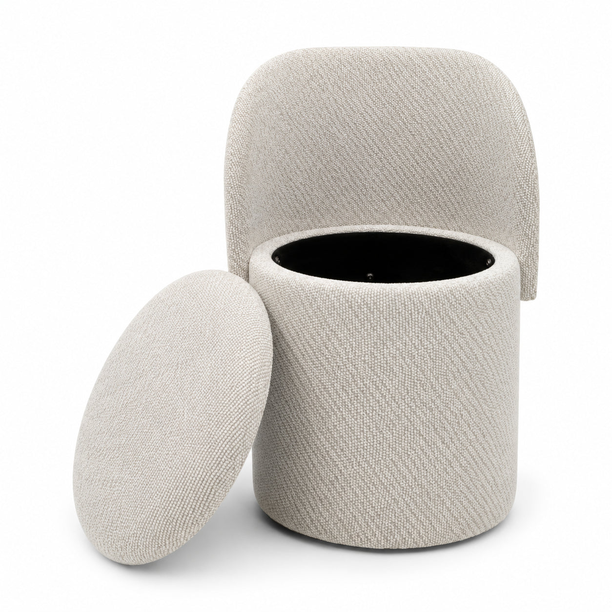 Julien Storage Ottoman Chair with Swivel Base - Mushroom Beige