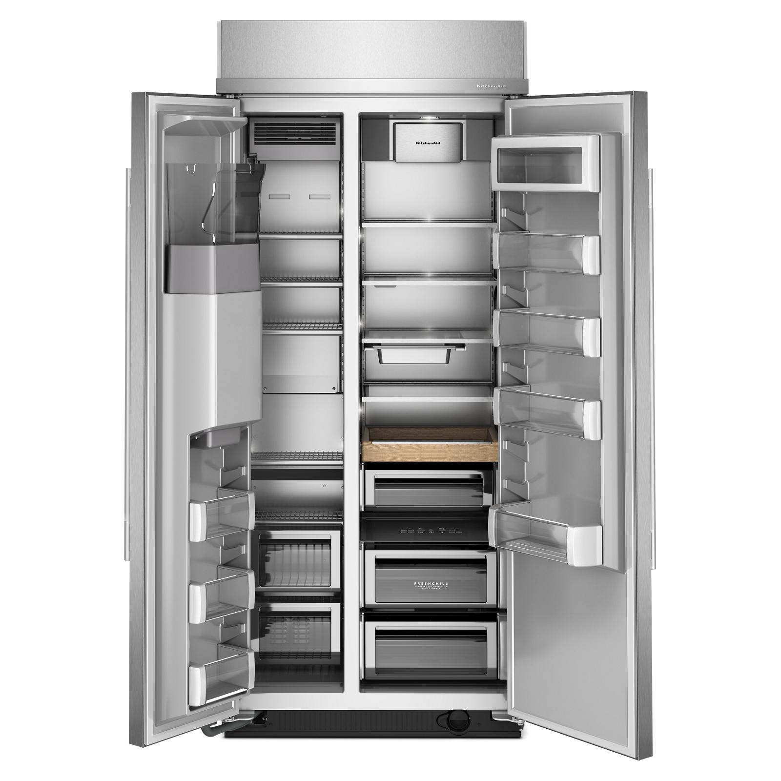 KitchenAid 36" 21.0 Cu. Ft. PrintShield Stainless Steel Built-In Side-by-Side Refrigerator - KBSD736SPS