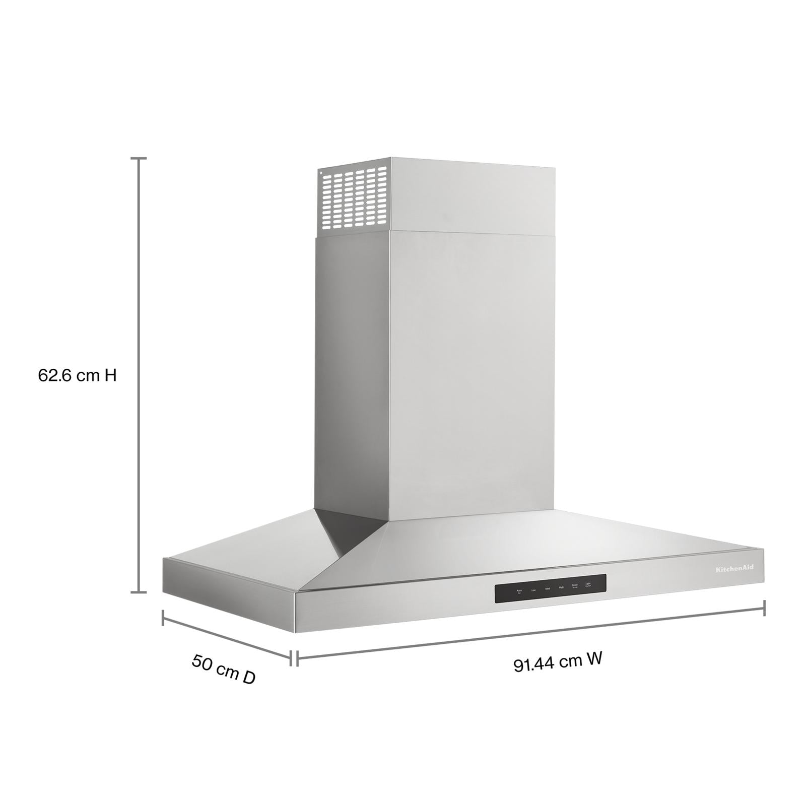 KitchenAid® Stainless Steel 36" 400 CFM Wall-Mount Canopy Hood - KVWC736SSS