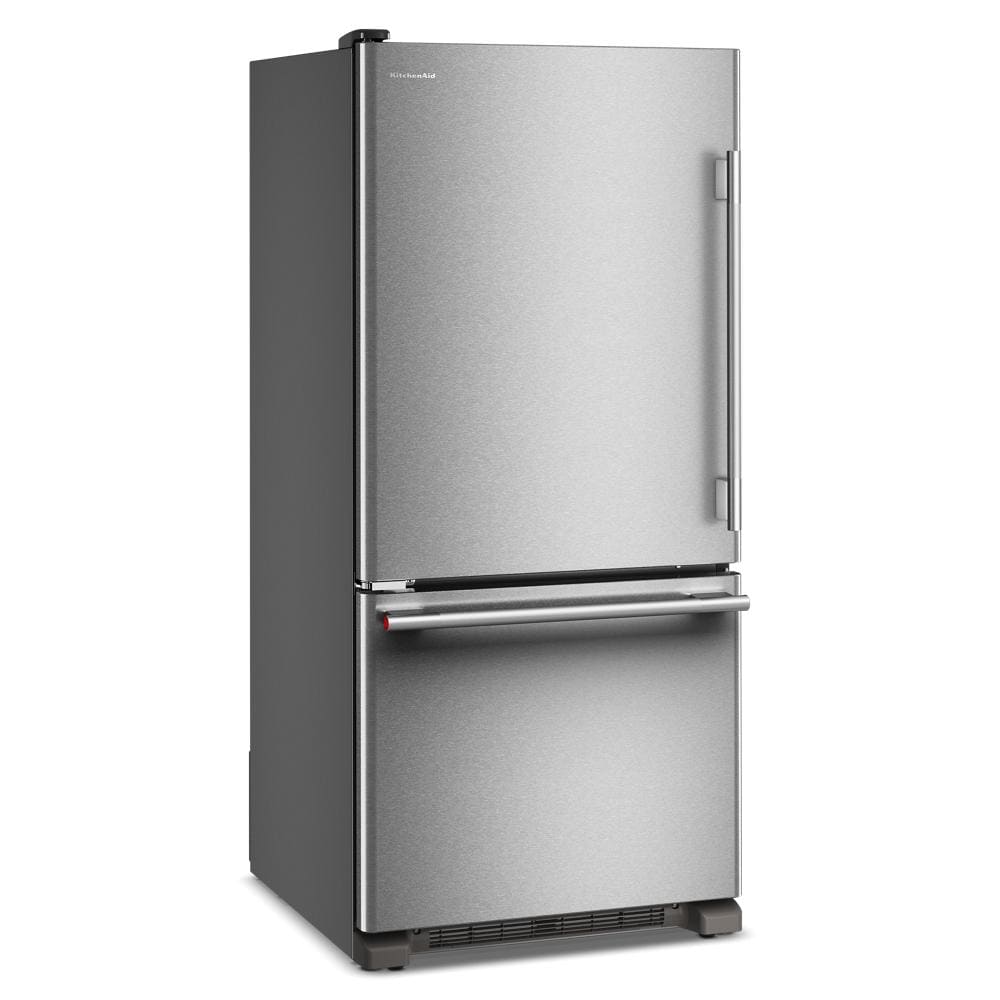 KitchenAid 30" 19.0 Cu. Ft. PrintShield Stainless Steel Standard-Depth Bottom Mount Refrigerator - KRBL130SPS