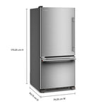 KitchenAid 30" 19.0 Cu. Ft. PrintShield Stainless Steel Standard-Depth Bottom Mount Refrigerator - KRBL130SPS