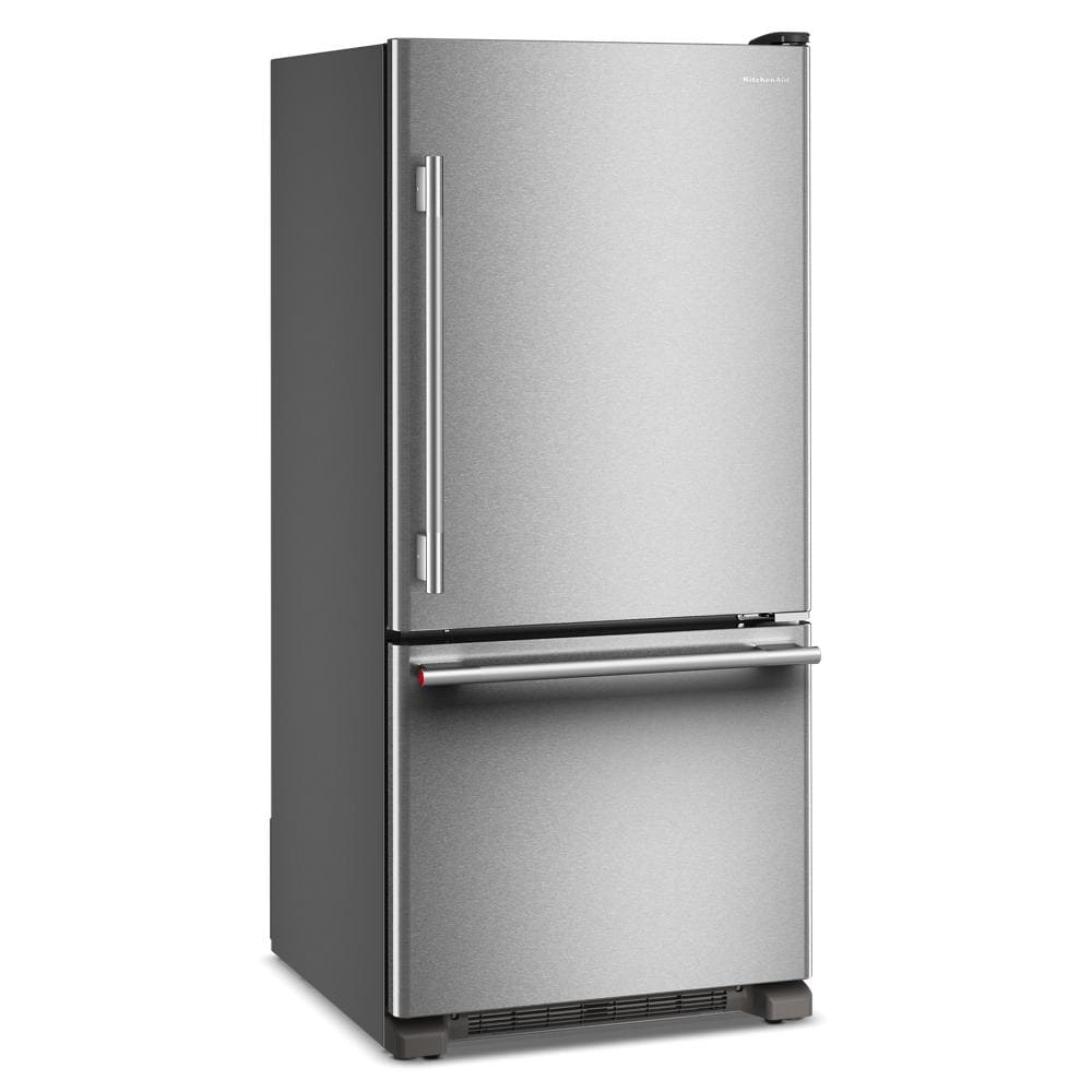 KitchenAid 30" 19.0 Cu. Ft. PrintShield Stainless Steel Freestanding Bottom Mount Refrigerator - KRBR130SPS
