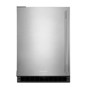 KitchenAid Réfrigérateur 5,0 pi³ de 24 po sous le comptoir caisson noir/porte acier inoxydable KURL124SSB