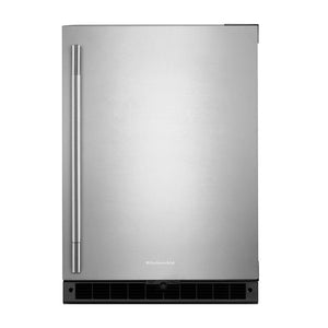 KitchenAid Réfrigérateur 5,0 pi³ de 24 po sous le comptoir caisson noir/porte acier inoxydable KURR124SSB