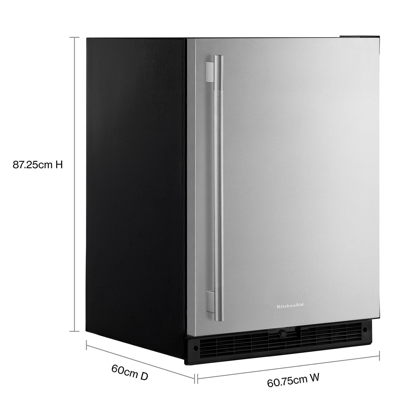KitchenAid 24" 5.0 Cu. Ft. Black Cabinet/Stainless Doors Undercounter Refrigerator - KURR124SSB