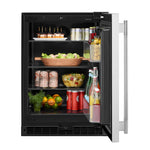 KitchenAid 24" 5.0 Cu. Ft. Black Cabinet/Stainless Doors Undercounter Refrigerator - KURR124SSB