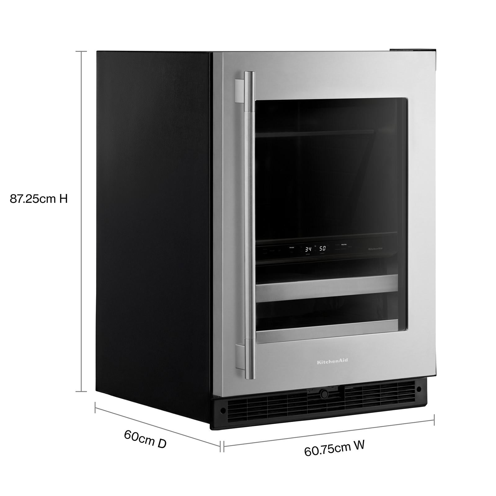 KitchenAid 24" 5.0 Cu. Ft. Black Cabinet with Stainless Steel Doors Undercounter Refrigerator - KUBR524SSB