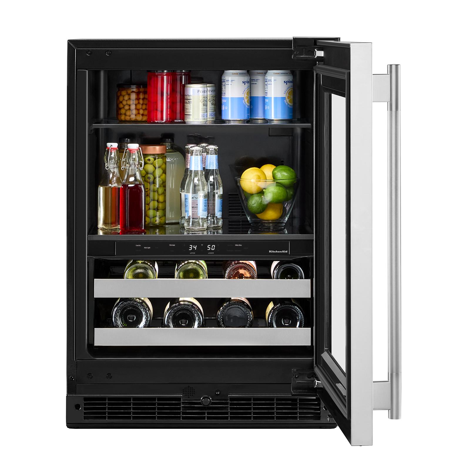 KitchenAid 24" 5.0 Cu. Ft. Black Cabinet with Stainless Steel Doors Undercounter Refrigerator - KUBR524SSB