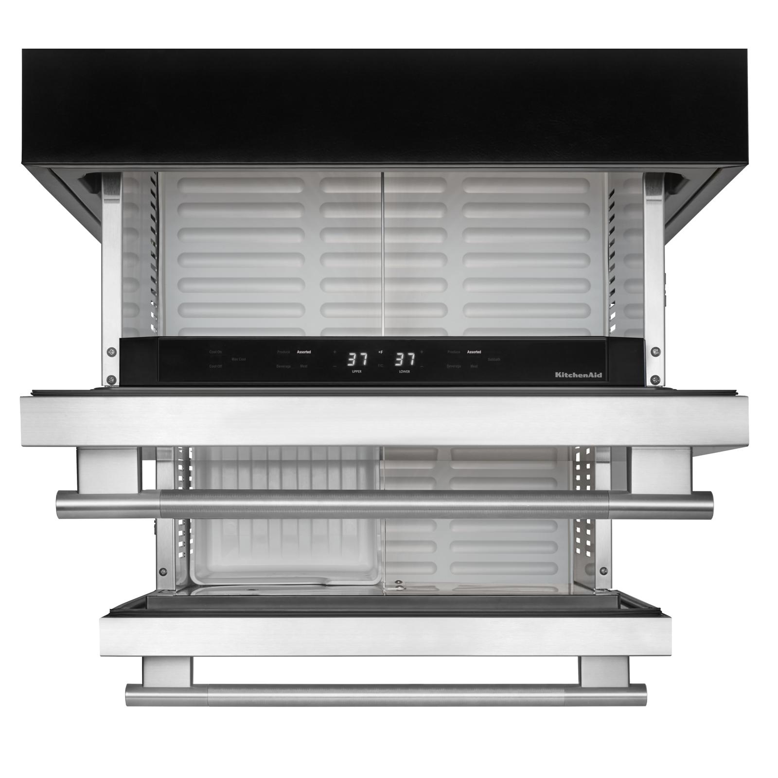 KitchenAid 24" 4.3 Cu. Ft. Black Cabinet with Stainless Steel Doors Undercounter Double-Drawer Refrigerator - KUCT524SSB