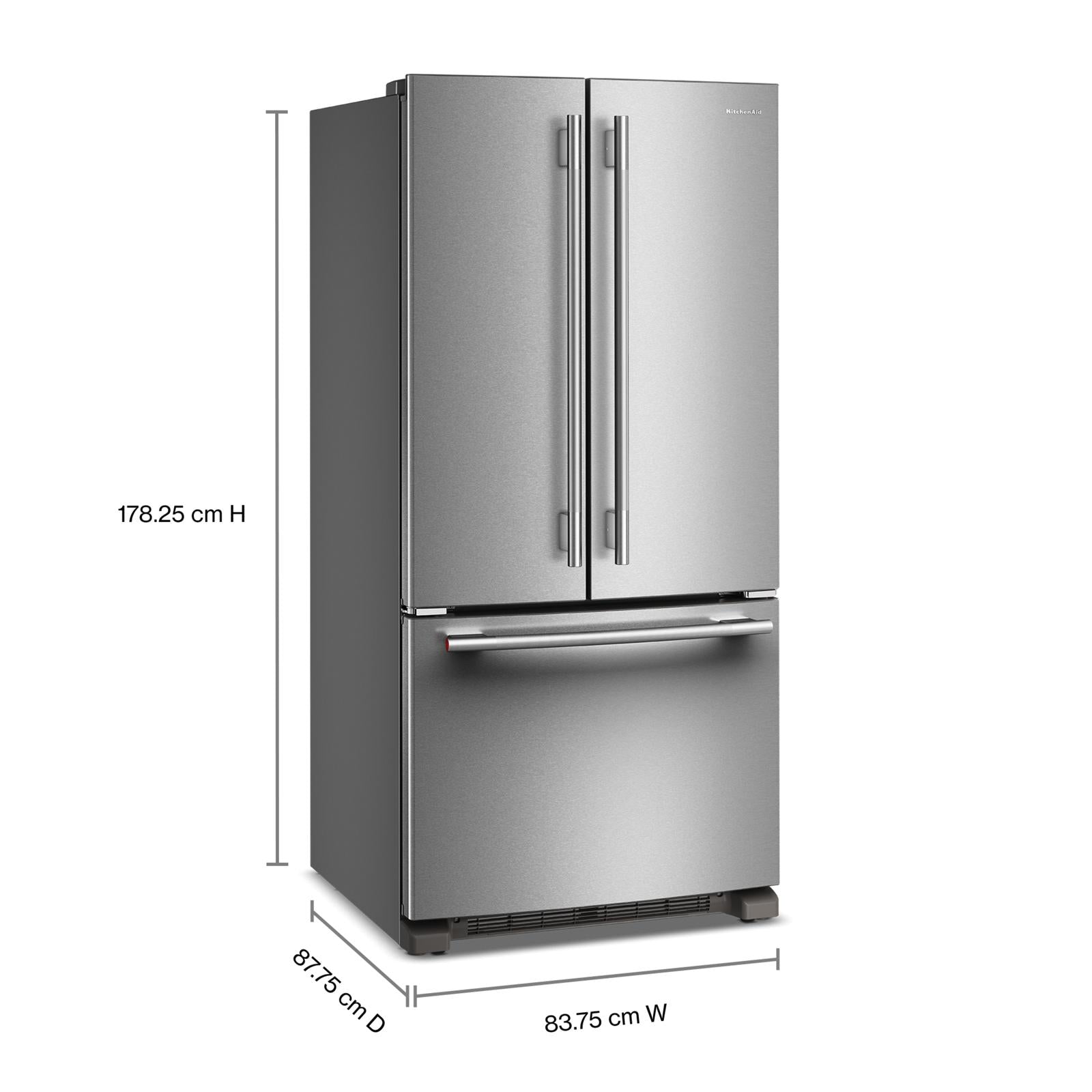 KitchenAid 33" 22.0 Cu. Ft. PrintShield Stainless Steel Standard Depth French Door Refrigerator - KRFF333SPS