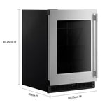 KitchenAid 24" 5.2 Cu. Ft. Black Cabinet with Stainless Steel Doors Undercounter Refrigerator - KURL324SSB