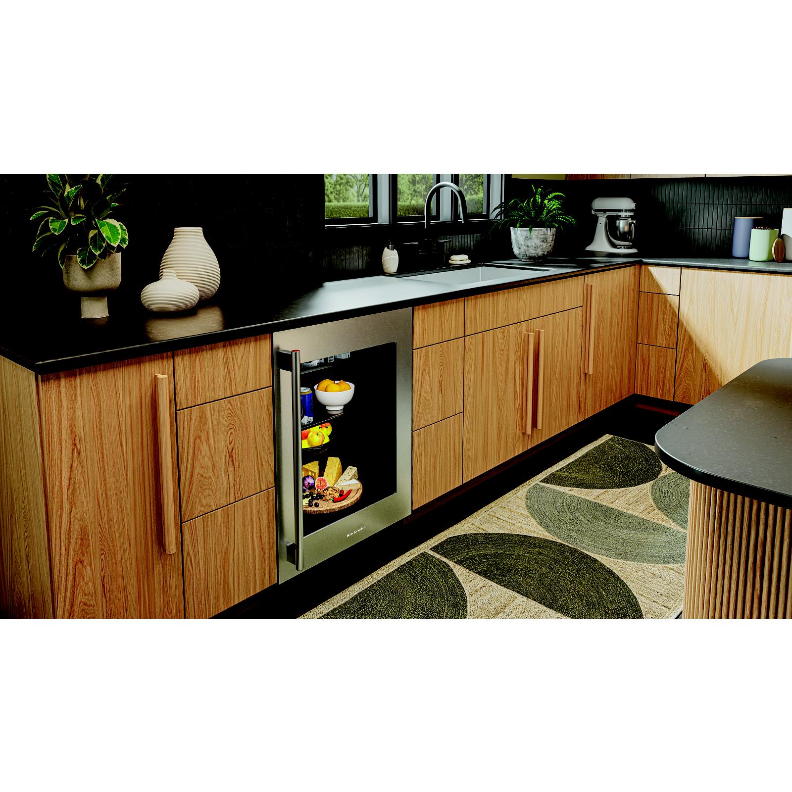 KitchenAid 24" 5.2 Cu. Ft. Black Cabinet with Stainless Steel Doors Undercounter Refrigerator - KURR324SSB