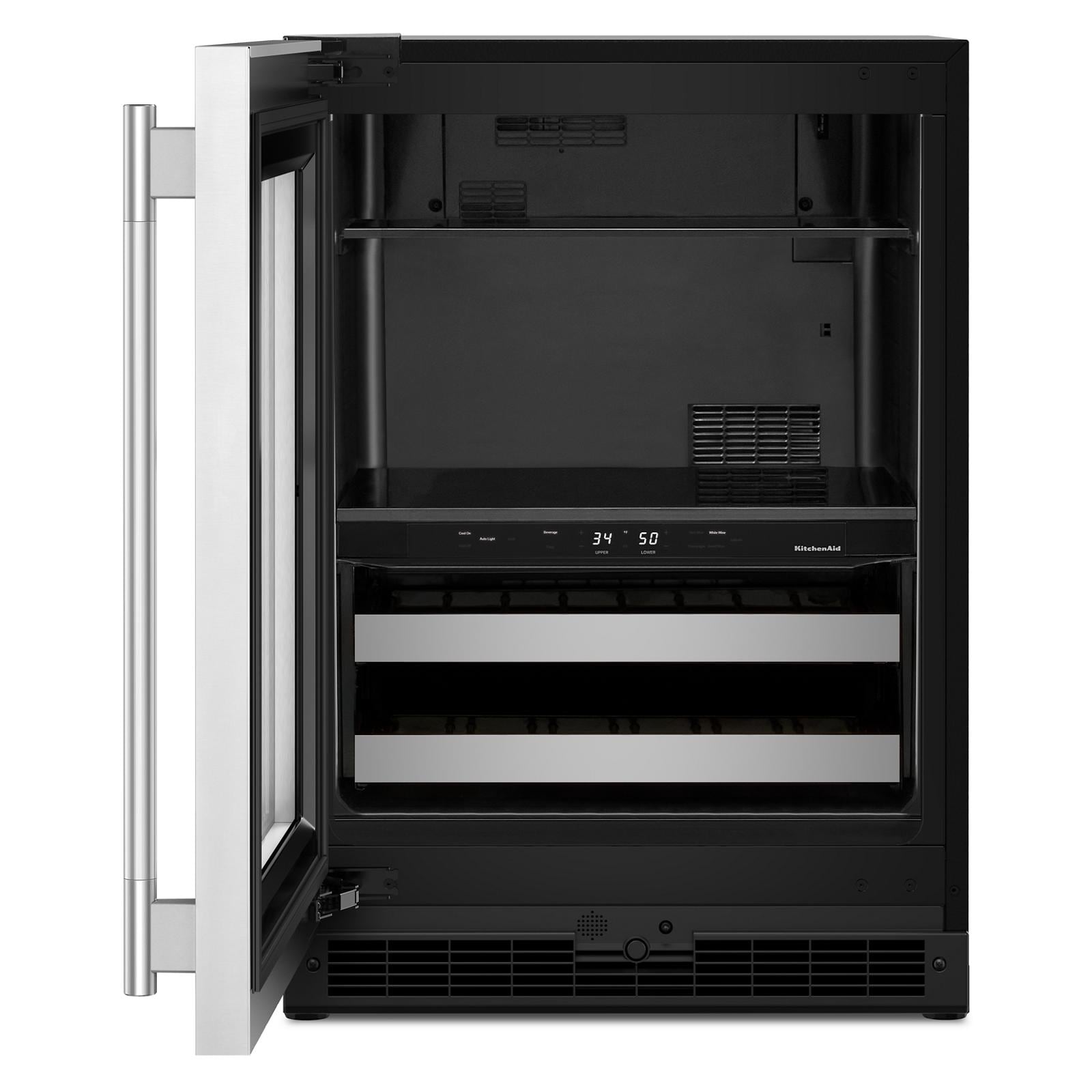KitchenAid 24" 5.0 Cu. Ft. Black Cabinet with Stainless Steel Doors Undercounter Refrigerator - KUBL524SSB