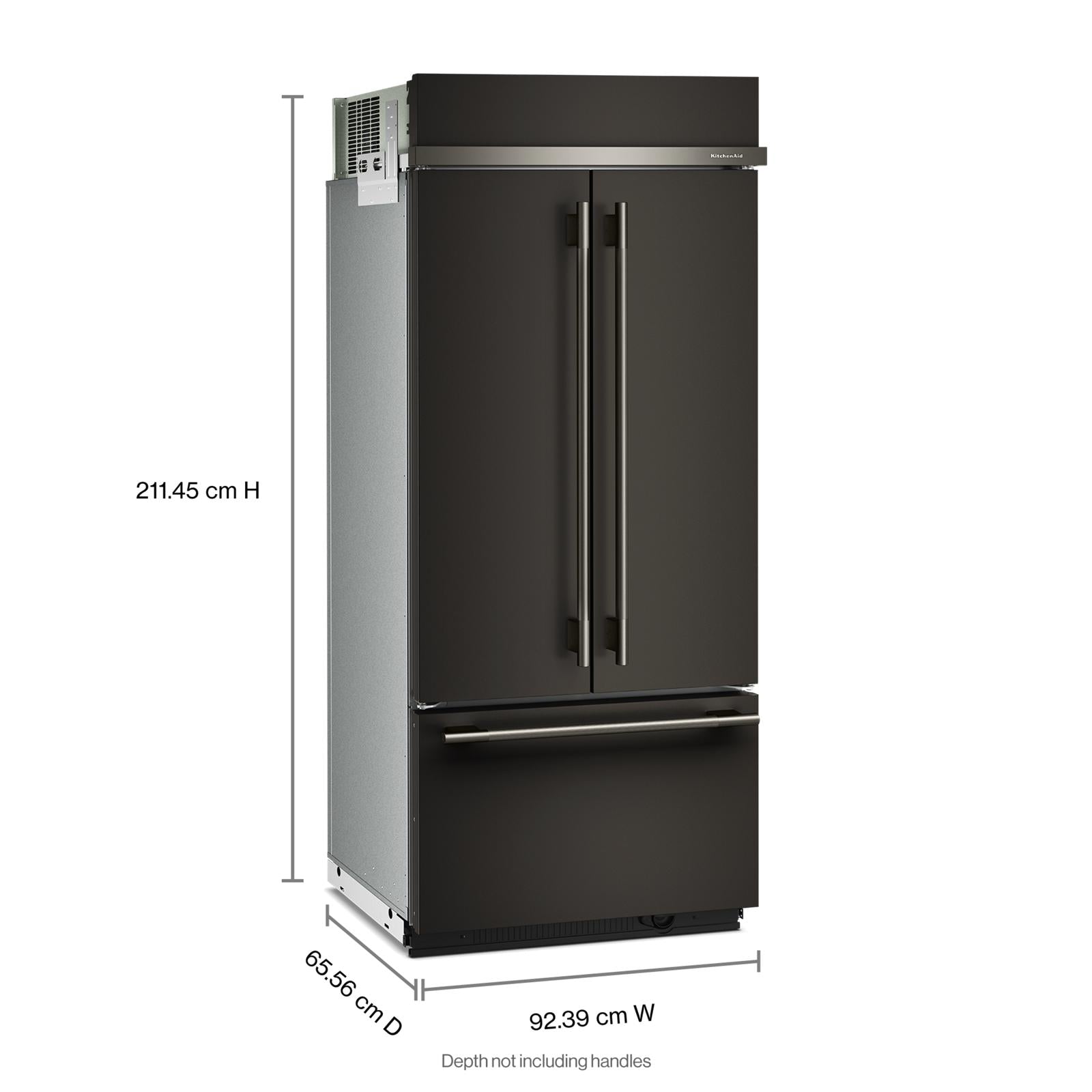 KitchenAid 36" 20.8 Cu. Ft. Black Ore Built-In French Door Refrigerator - KBFN536SBE