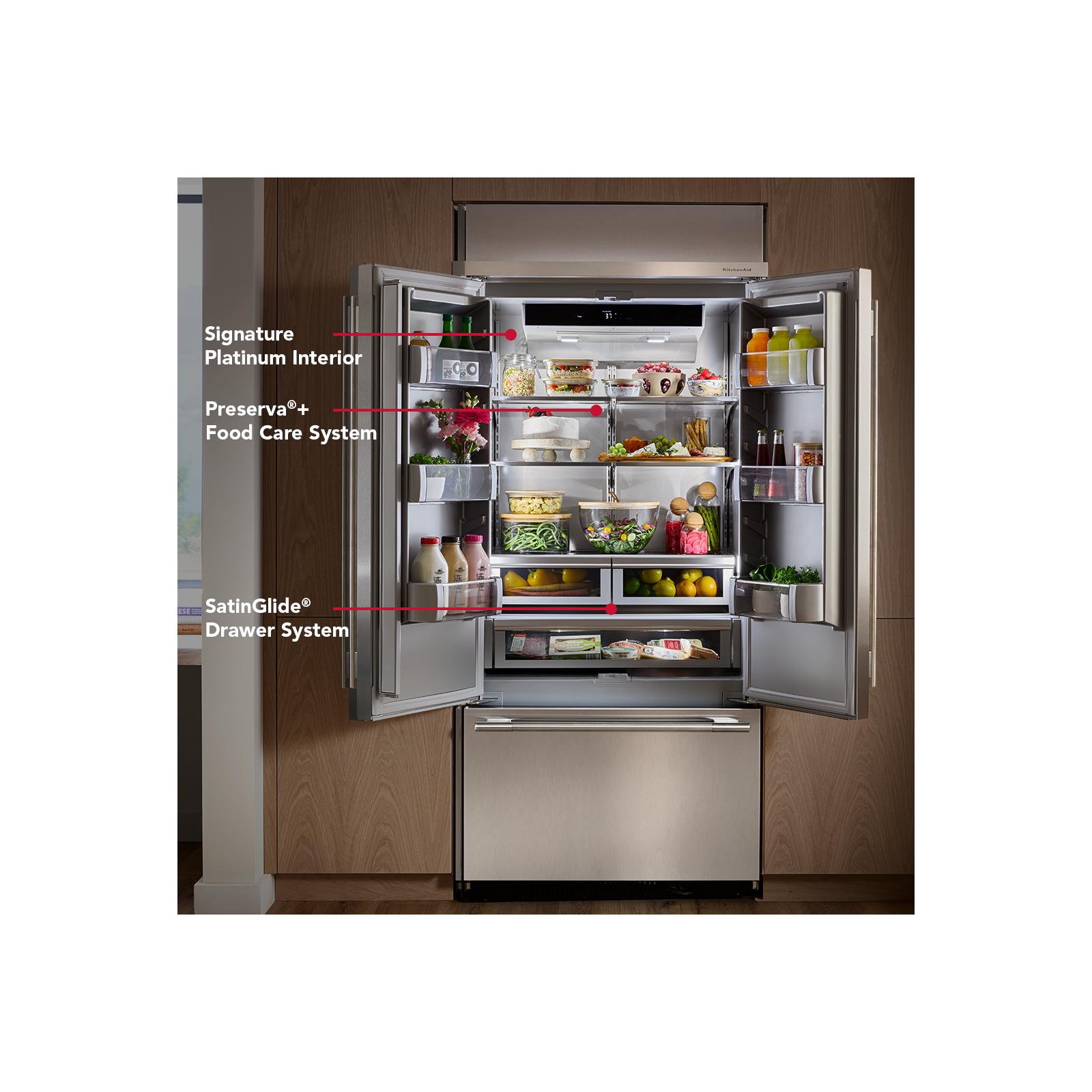 KitchenAid 36" 20.8 Cu. Ft. PrintShield Stainless Steel Built-In French Door Refrigerator - KBFN536SPS