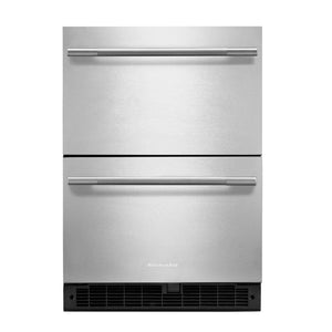 KitchenAid Réfrigérateur 4,4 pi³ à deux tiroirs sous le comptoir acier inoxydable avec caisson noir – KURT524SSB