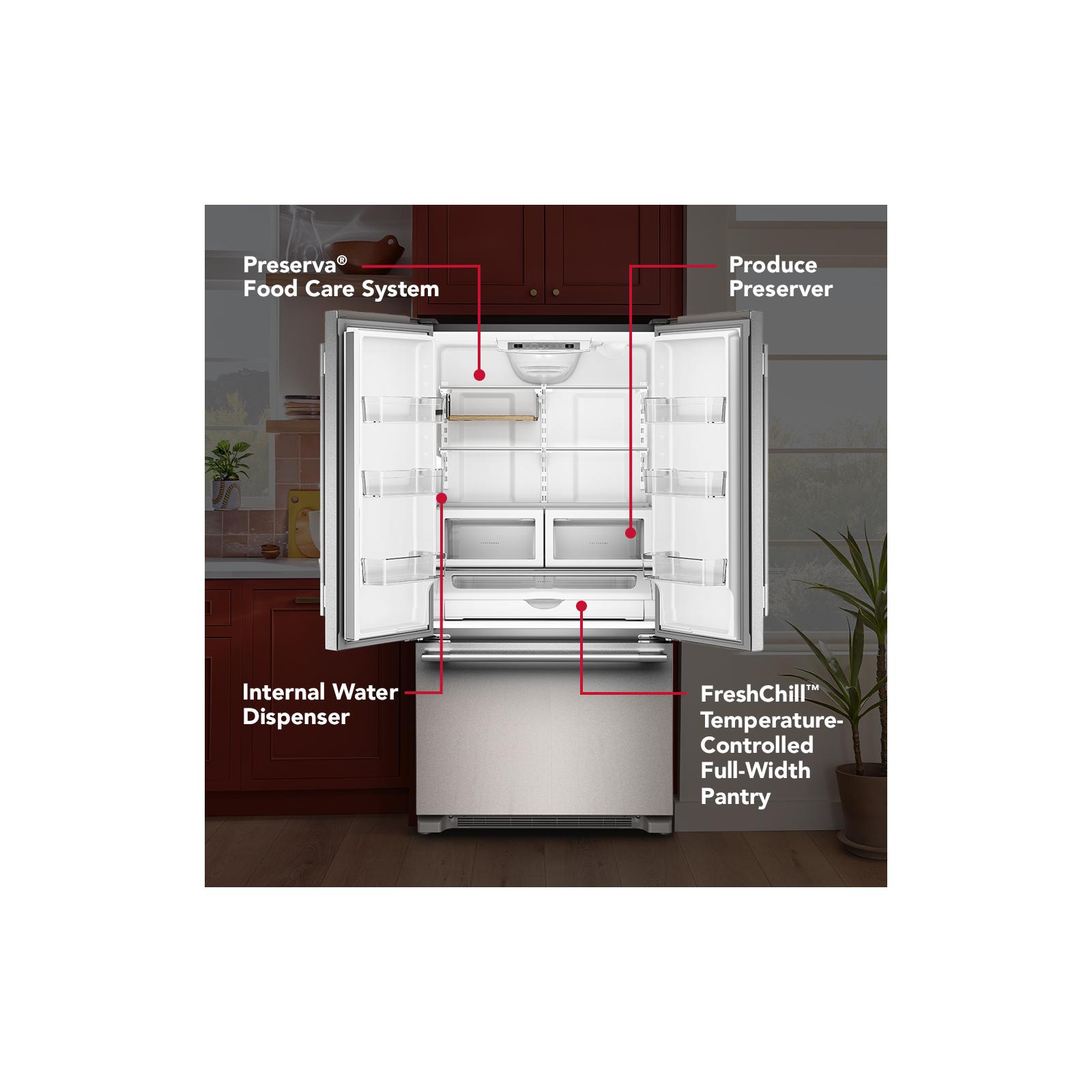 KitchenAid 36" 22.0 Cu. Ft. PrintShield Stainless Steel Counter-Depth French Door Refrigerator - KRFC136TPS