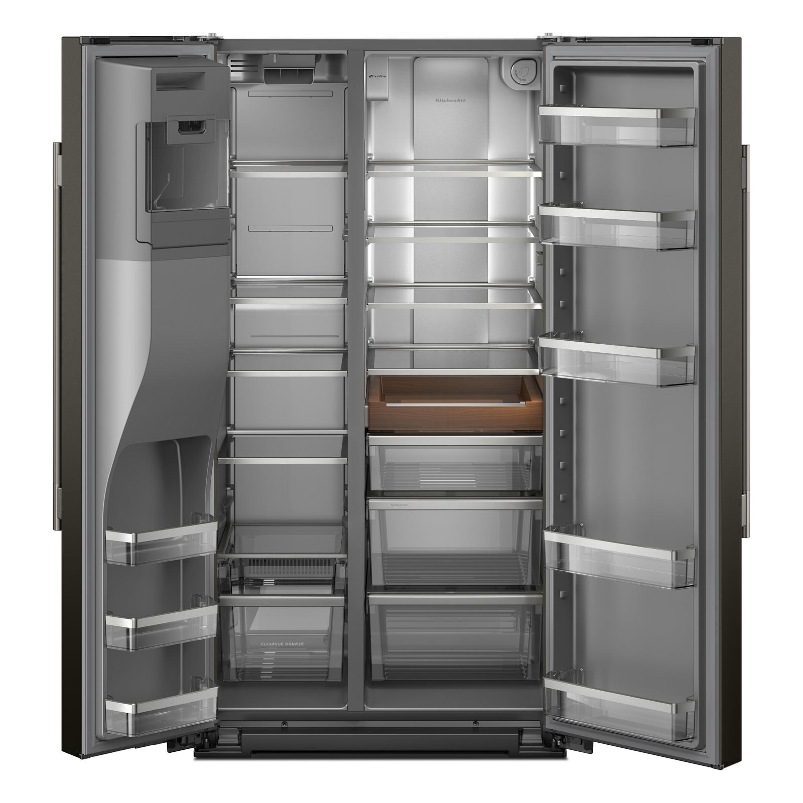 KitchenAid 36" 20.8 Cu. Ft. Black Ore Counter-Depth Side-by-Side Refrigerator - KRSC536RBE