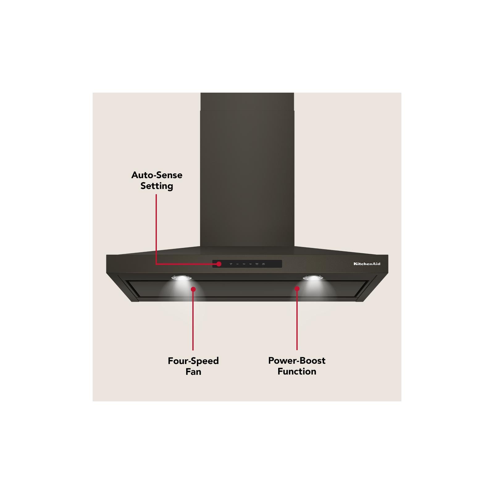 KitchenAid® Black Ore 36" 400 CFM Wall-Mount Canopy Hood - KVWC736SBE