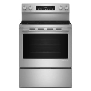 KitchenAid Cuisinière électrique 5,3 pi³ de 30po avec convection acier inoxydable PrintShield™ – YKFES330TPS