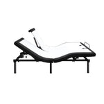 L2 Motion Lux Split Head King Adjustable Base with raised head and foot sections on black metal legs