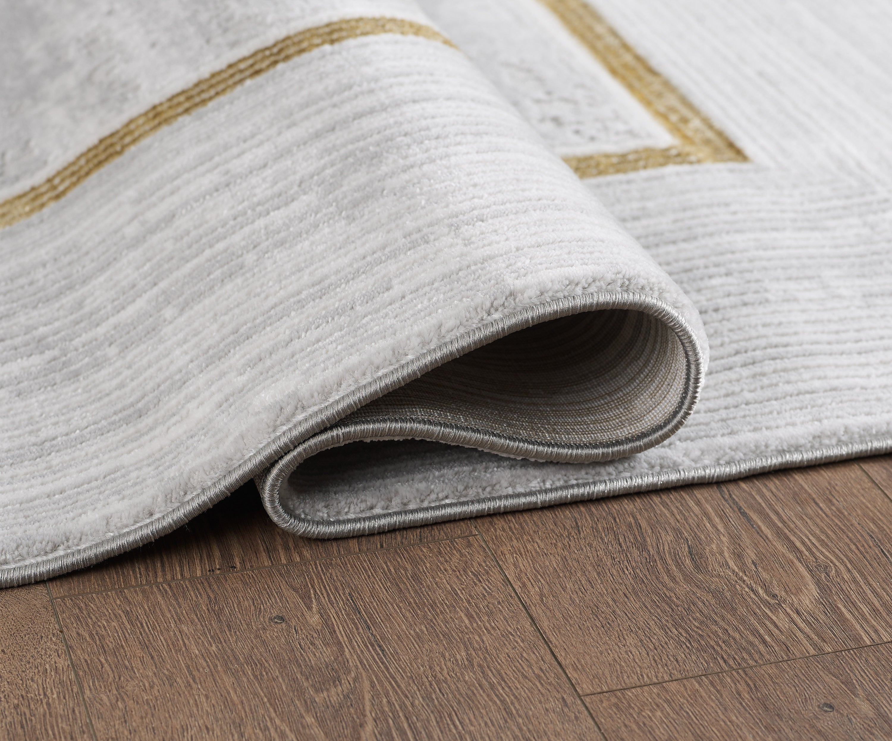 L2 Decor Lazer Area Rug 7' x 10' with Underpad - Light Grey