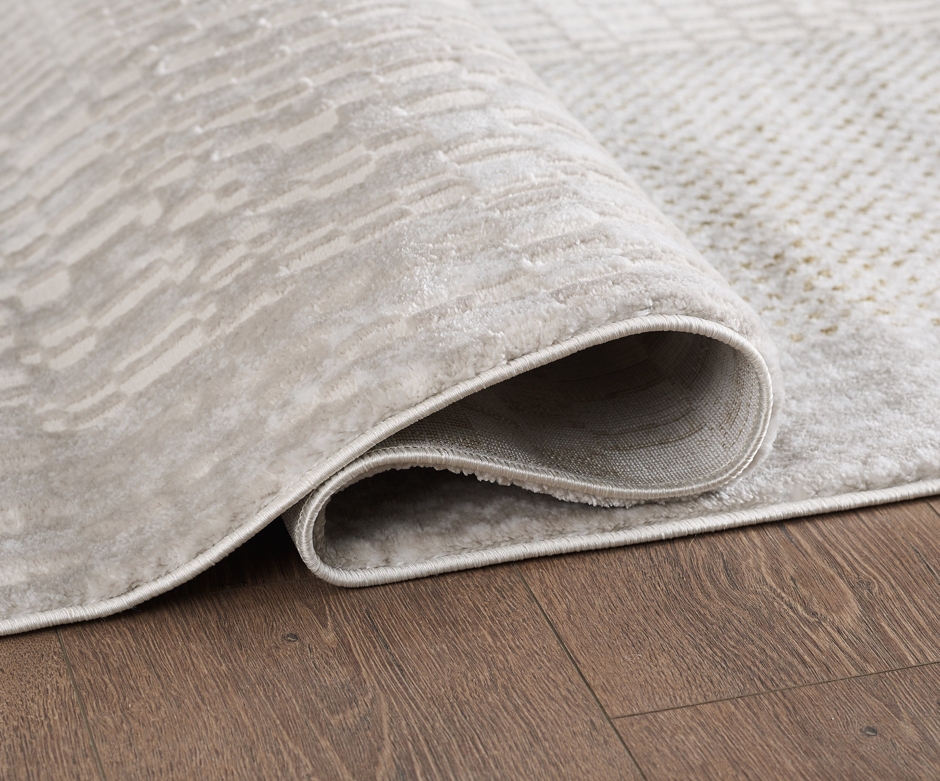 L2 Decor Lazer Area Rug 7' x 10' with Underpad - Cream, Beige