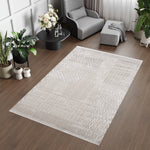L2 Decor Lazer Area Rug 7' x 10' with Underpad - Cream, Beige