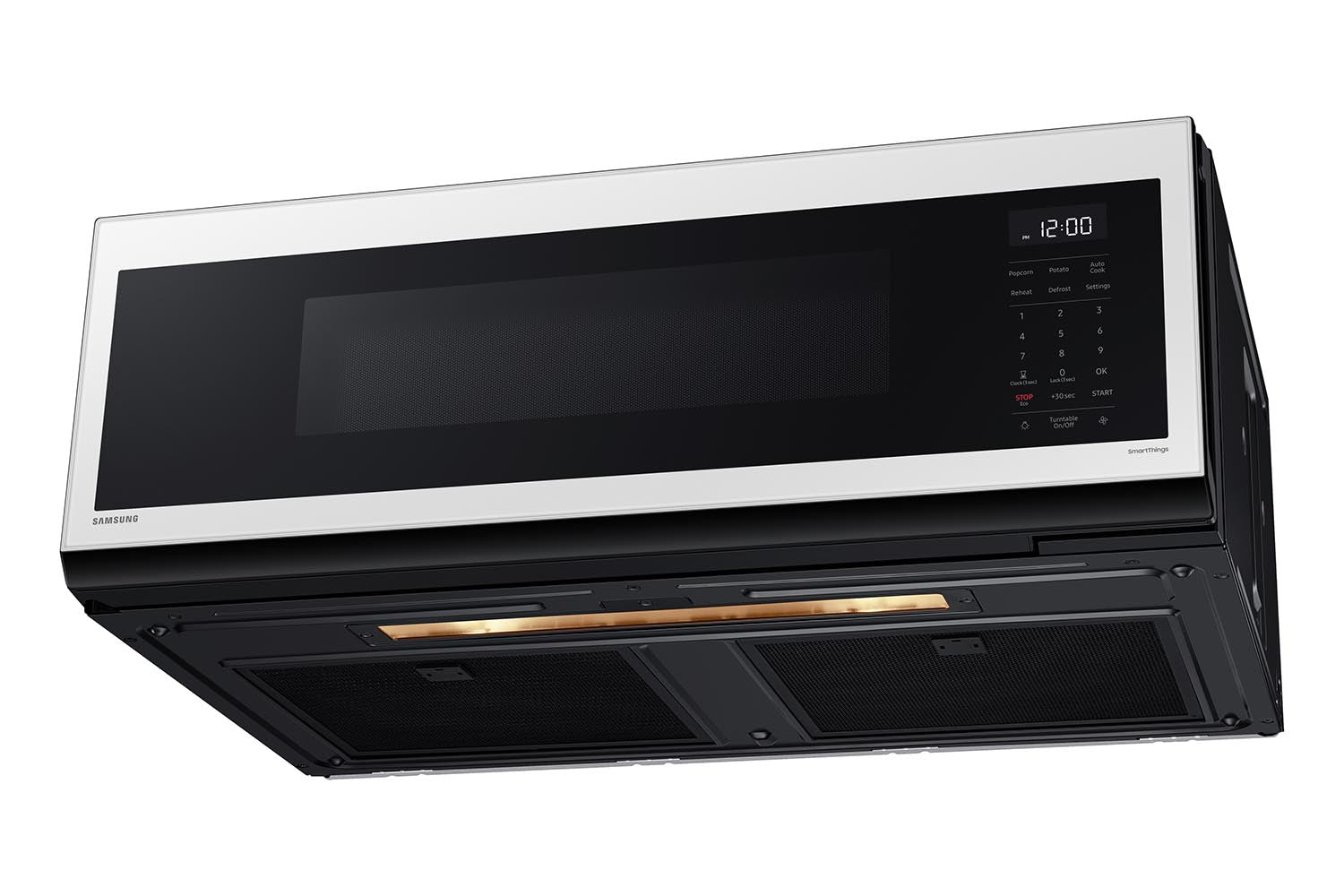 Samsung BESPOKE White Glass Over the Range Microwave (1.1 cu. ft) - ME11CB751012AC