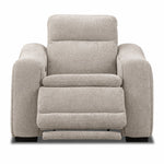 Madison Dual Power Recliner - Beige shown from the front with the power footrest extended
