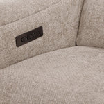 Madison Dual Power Recliner - Beige close-up showing the built-in power control panel beside the seat cushion