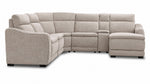 Madison 6-Piece Dual Power Reclining Sectional with Right-Facing Chaise - Beige front view with padded backrests, console and chaise