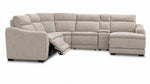 Madison 6-Piece Dual Power Reclining Sectional with Right-Facing Chaise - Beige front view with one power footrest extended