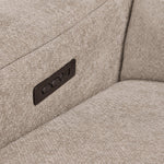 Madison 6-Piece Dual Power Reclining Sectional with Right-Facing Chaise - Beige close-up of built-in power controls beside the seat