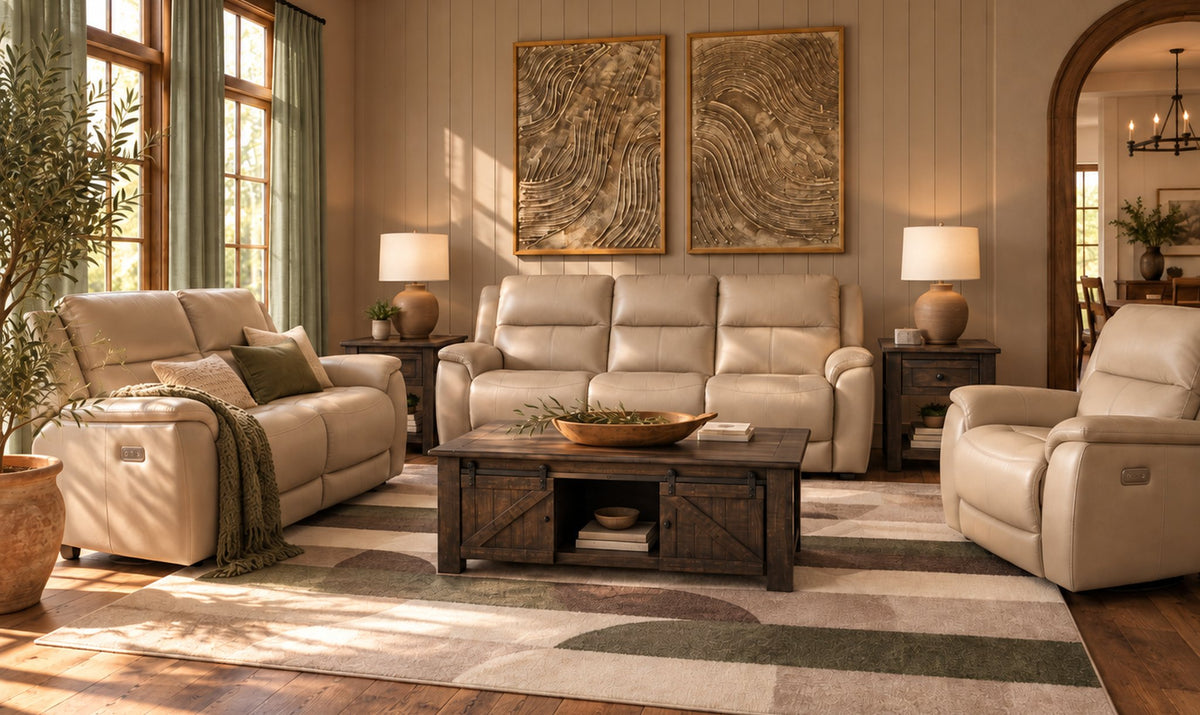 Maxton Leather Power Reclining Loveseat - Taupe